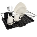 Sweet Home Collection Black Metal Plastic 3 Piece Dish Drainer Set