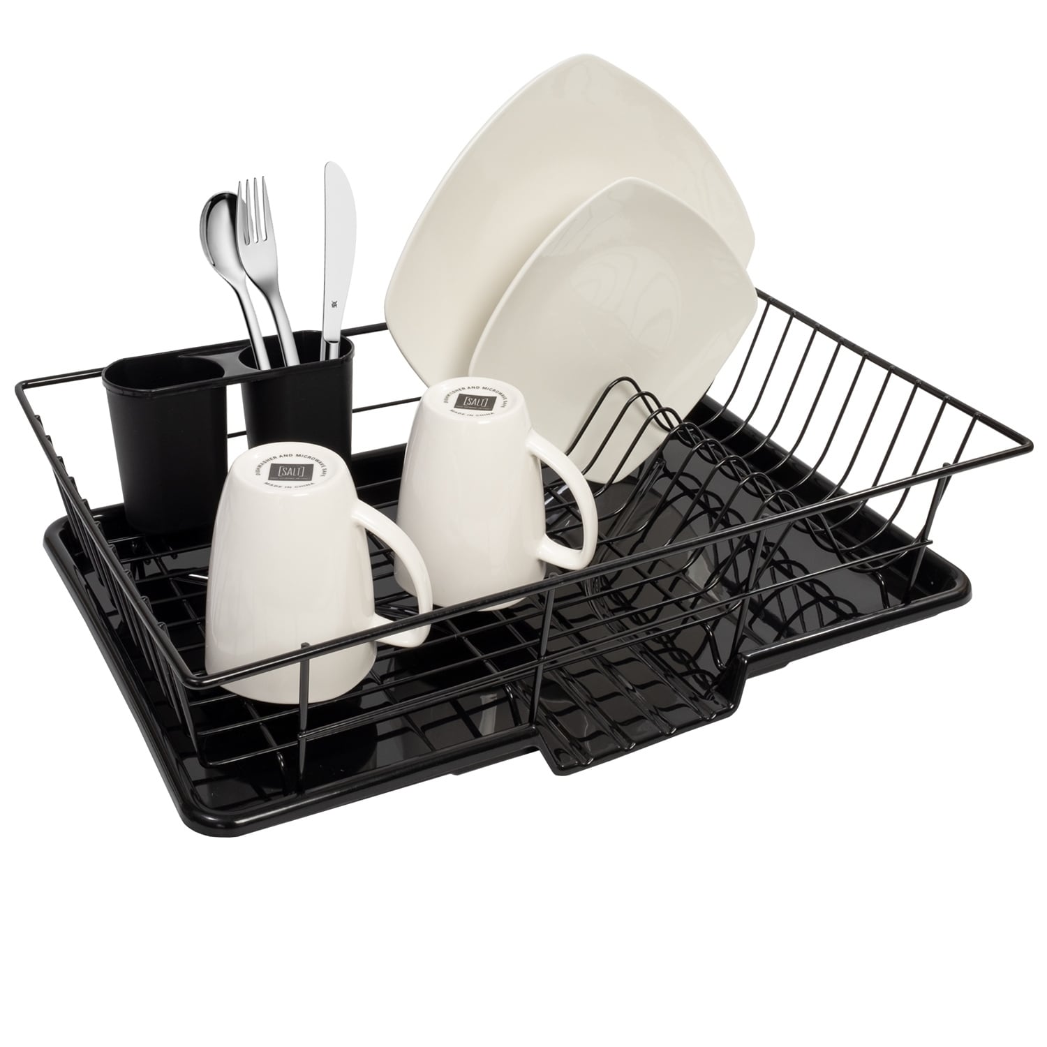 Sweet Home Collection Black Metal Plastic 3 Piece Dish Drainer Set