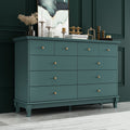 Black 8 Drawer Dresser With Solid Wood Legs Modern Double Dresser Storage Cabinet For Bedroom 55.1 Wide