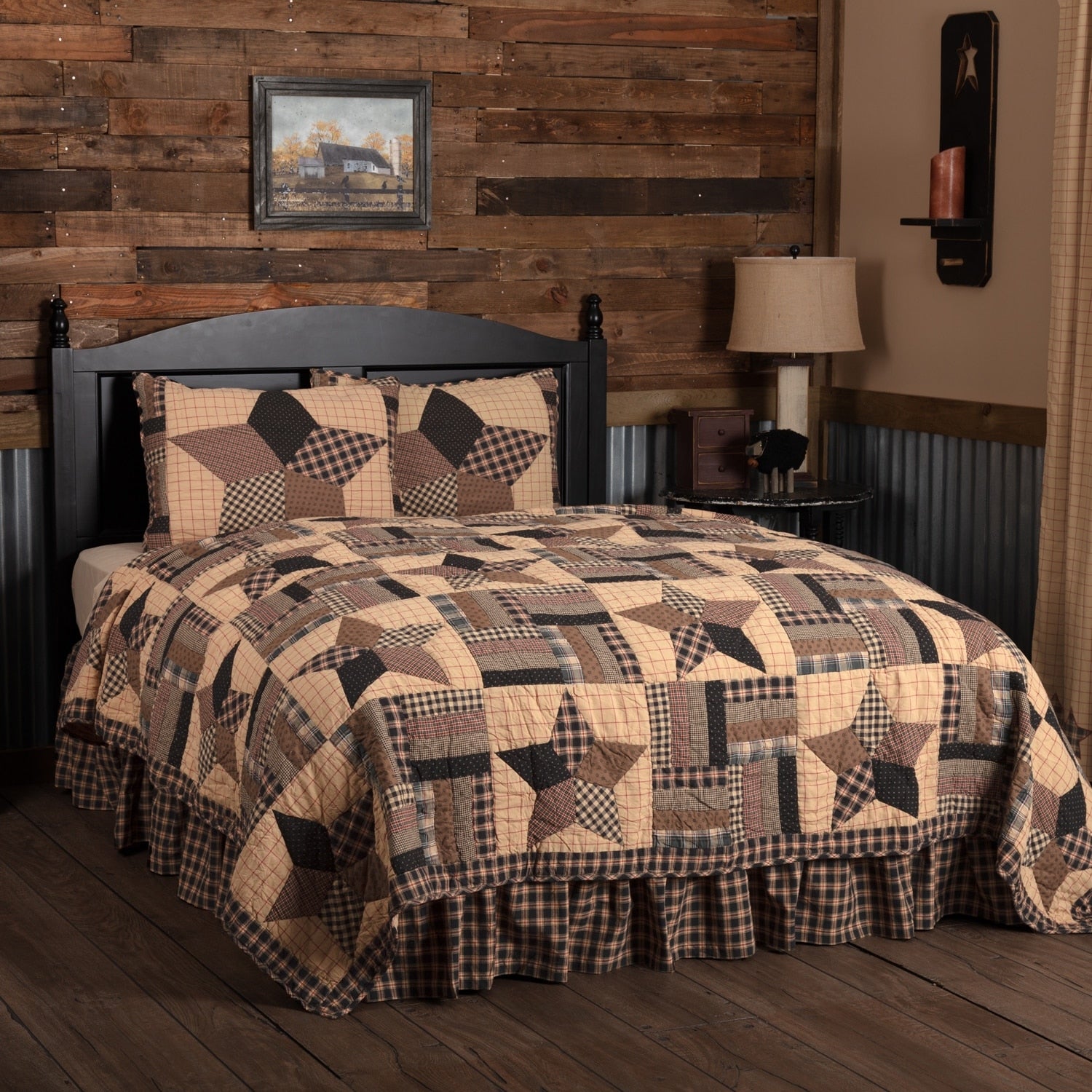 Black Country Bedding Denton Quilt Set Cotton Star Patchwork Quilt Sham