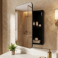 Black Bathroom Mirror Cabinet Wall Mounted Medicine Cabinet Reversible Door Bathroom Storage Organizer