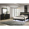 Black Bed Dresser Mirror 3Pc Modern Bedroom Set