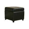 Black Bi Cast Leather Storage Ottoman