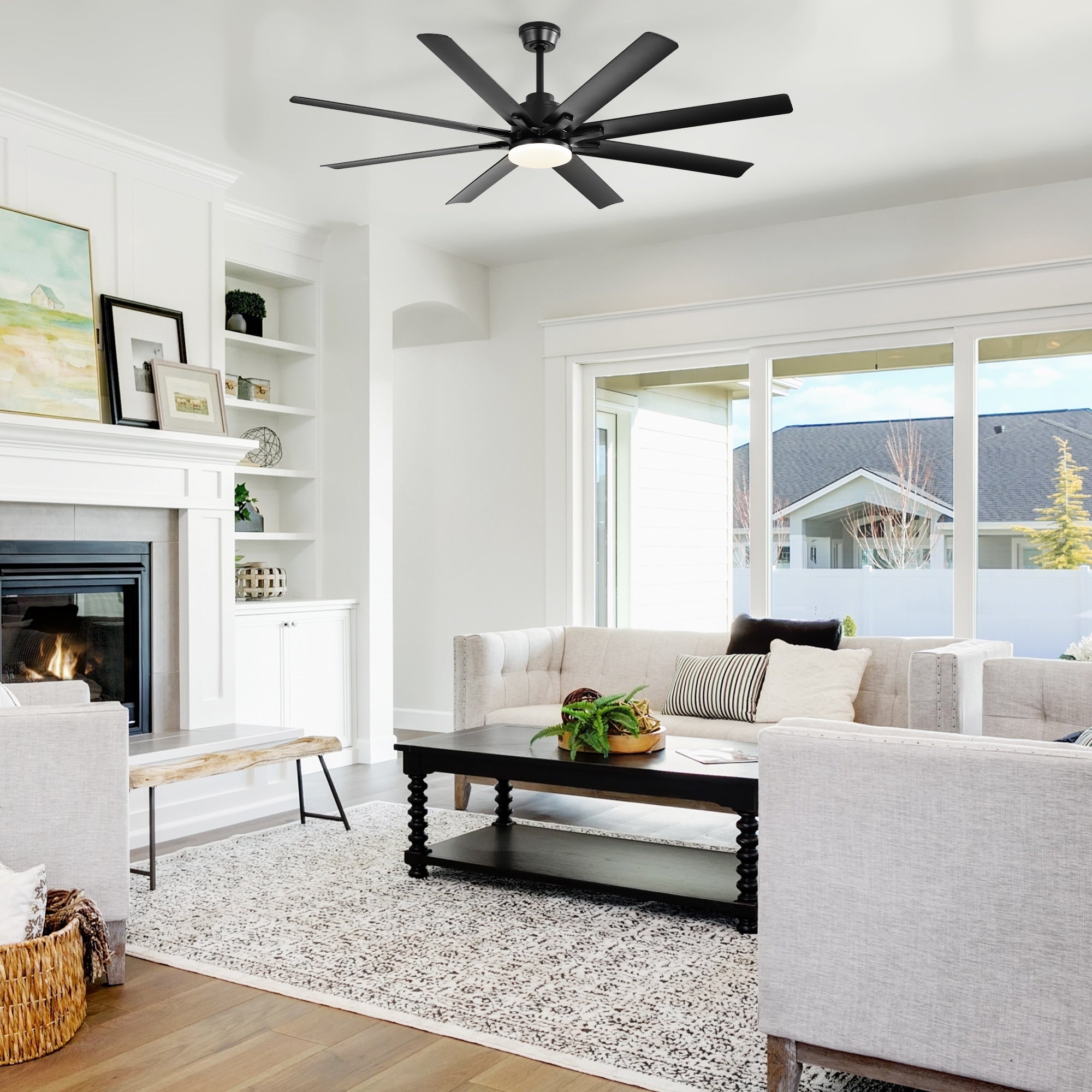 Black Ceiling Fan With Dimmable Led Lights Reversible Motor