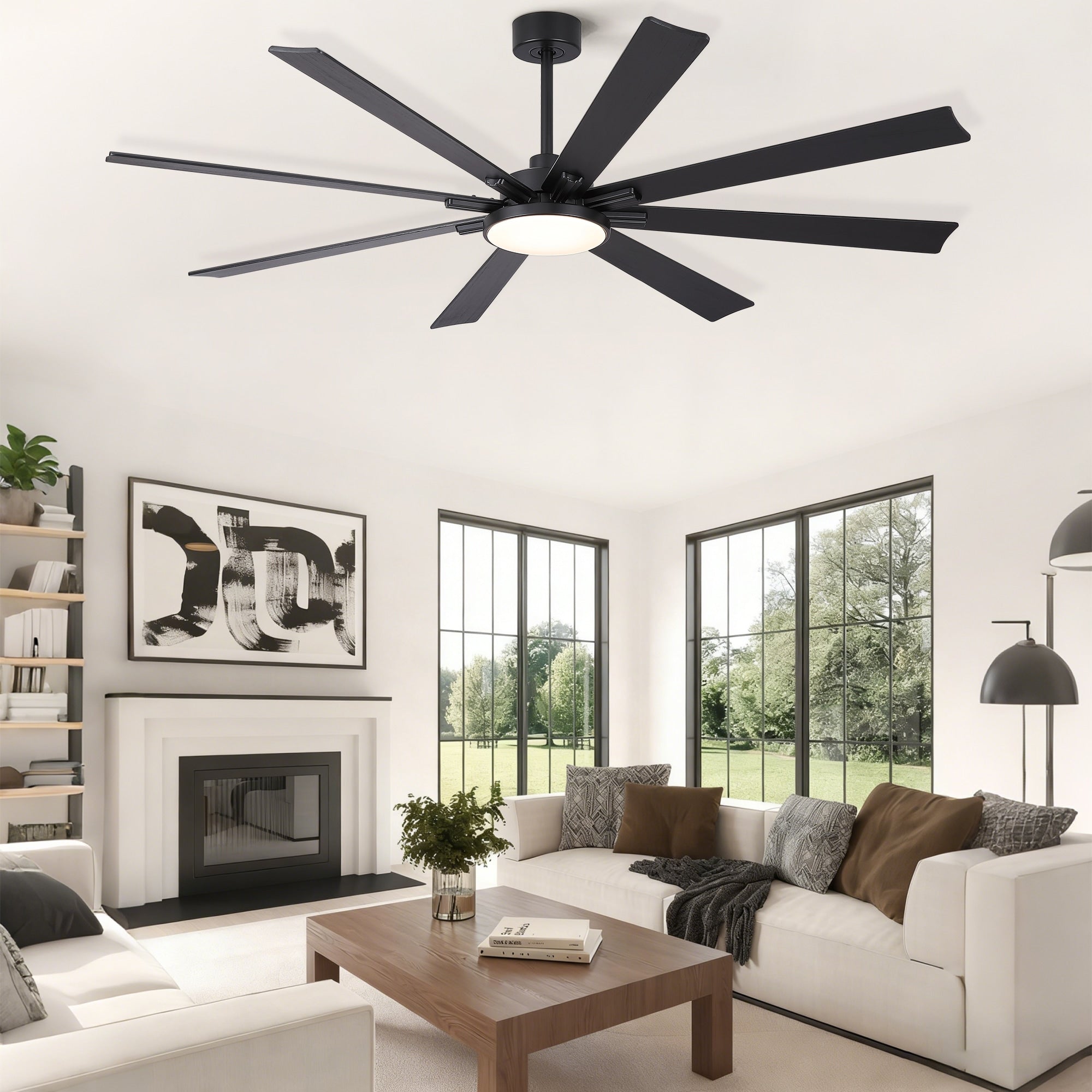 Black Ceiling Fan With Dimmable Led Lights Reversible Motor