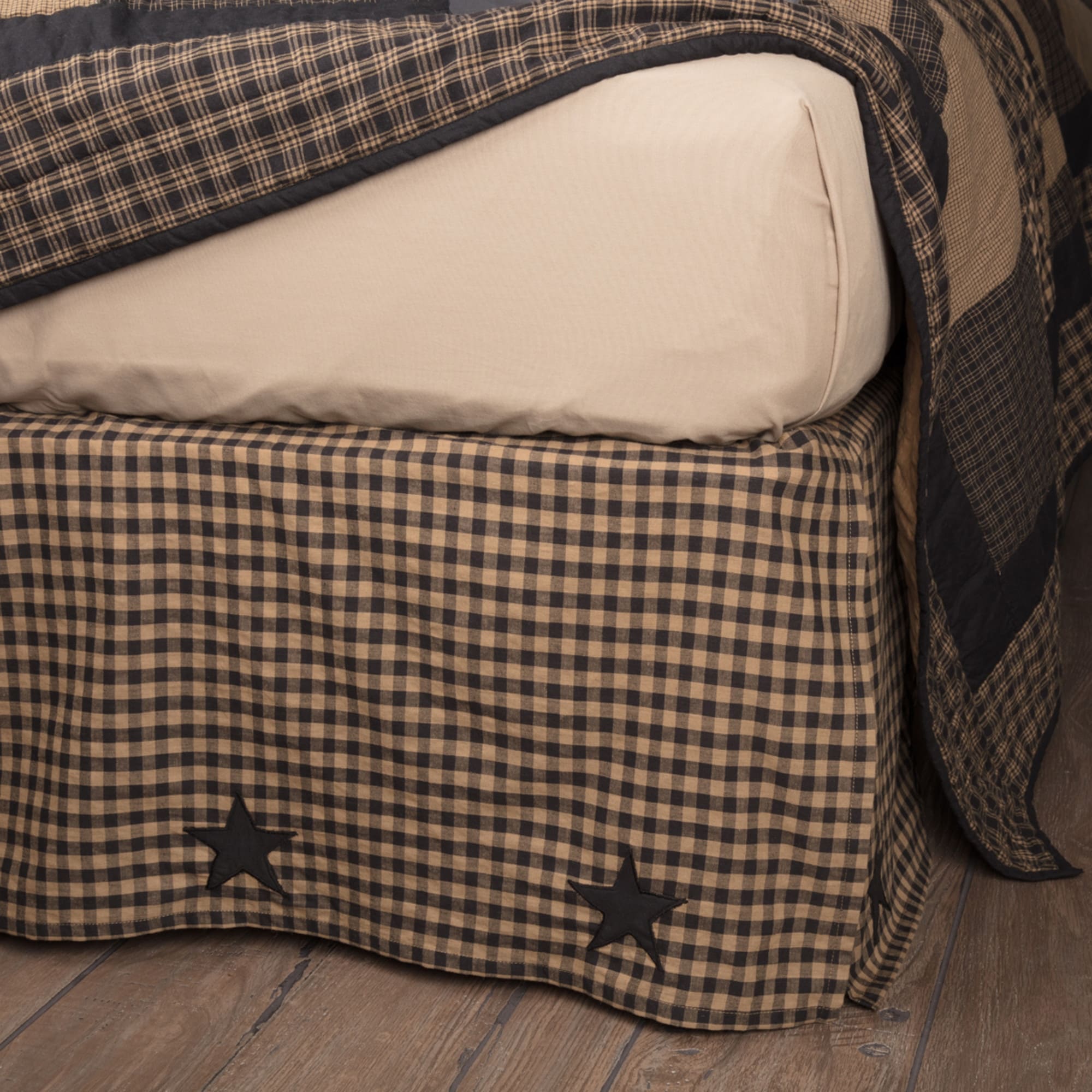 Vhc Black Check Star Raven Primitive Country Bedding Bed Skirt