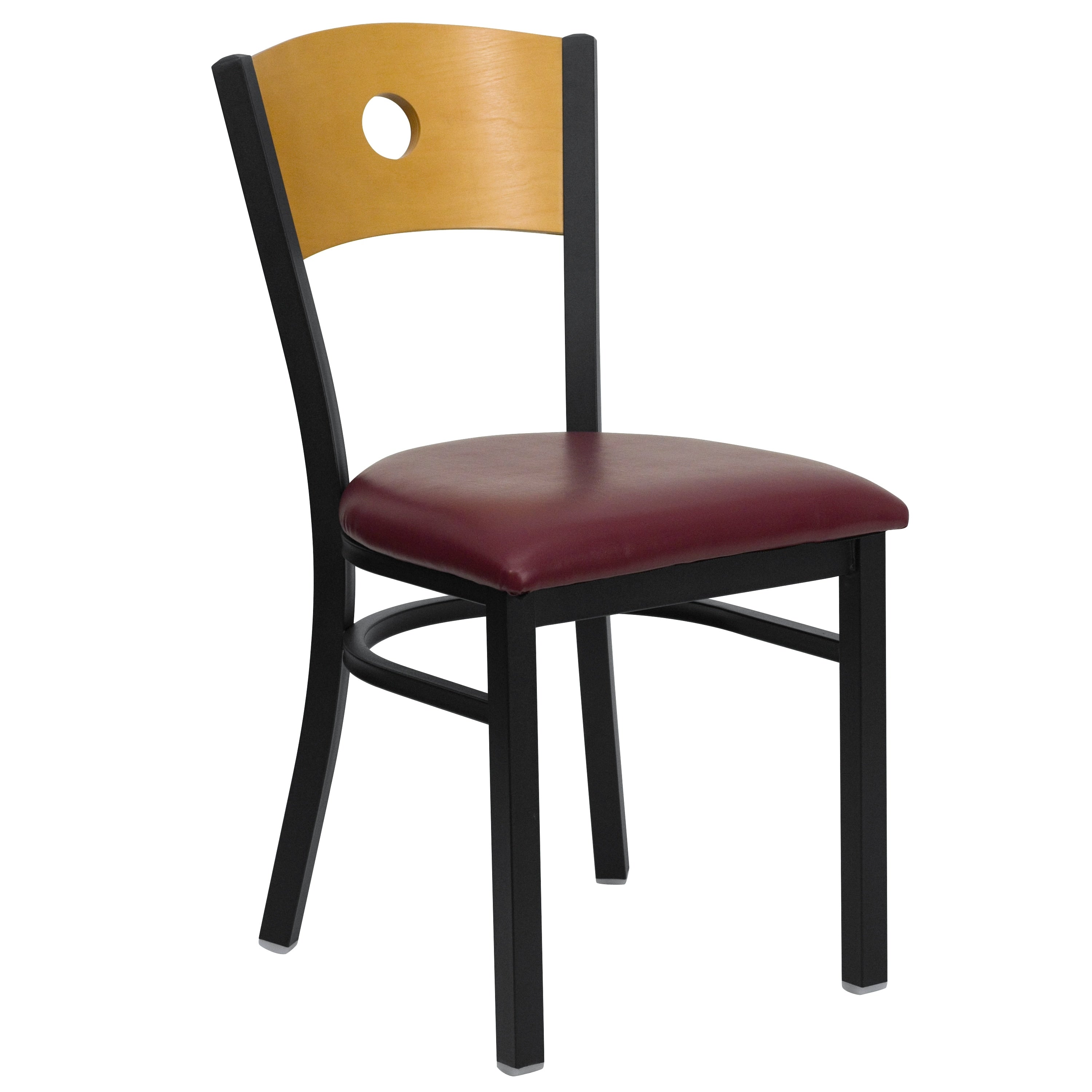Black Circle Back Metal Restaurant Chair 16.75 W X 21.5 D X 32.75 H