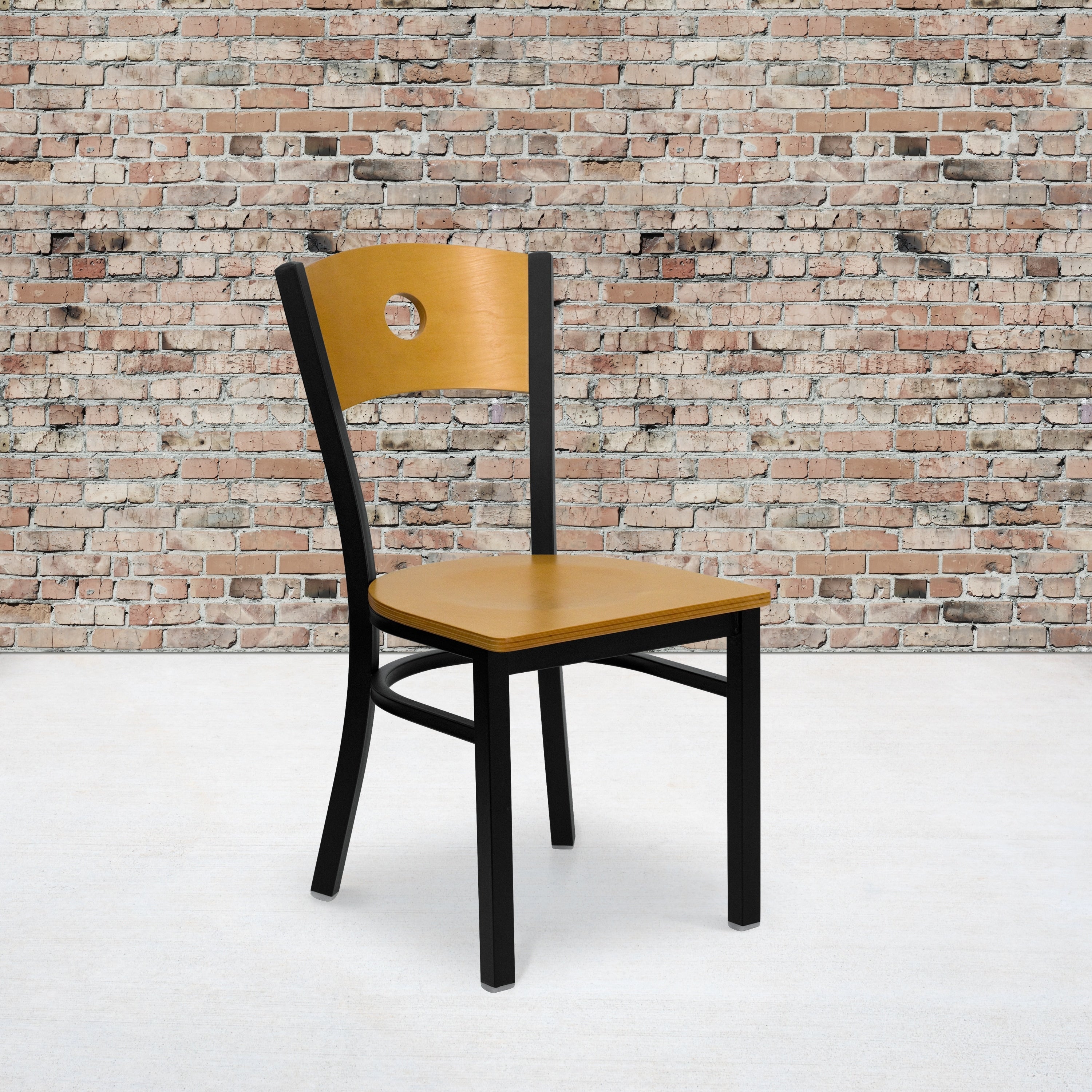 Black Circle Back Metal Restaurant Chair 16.25 W X 21.5 D X 32.75 H