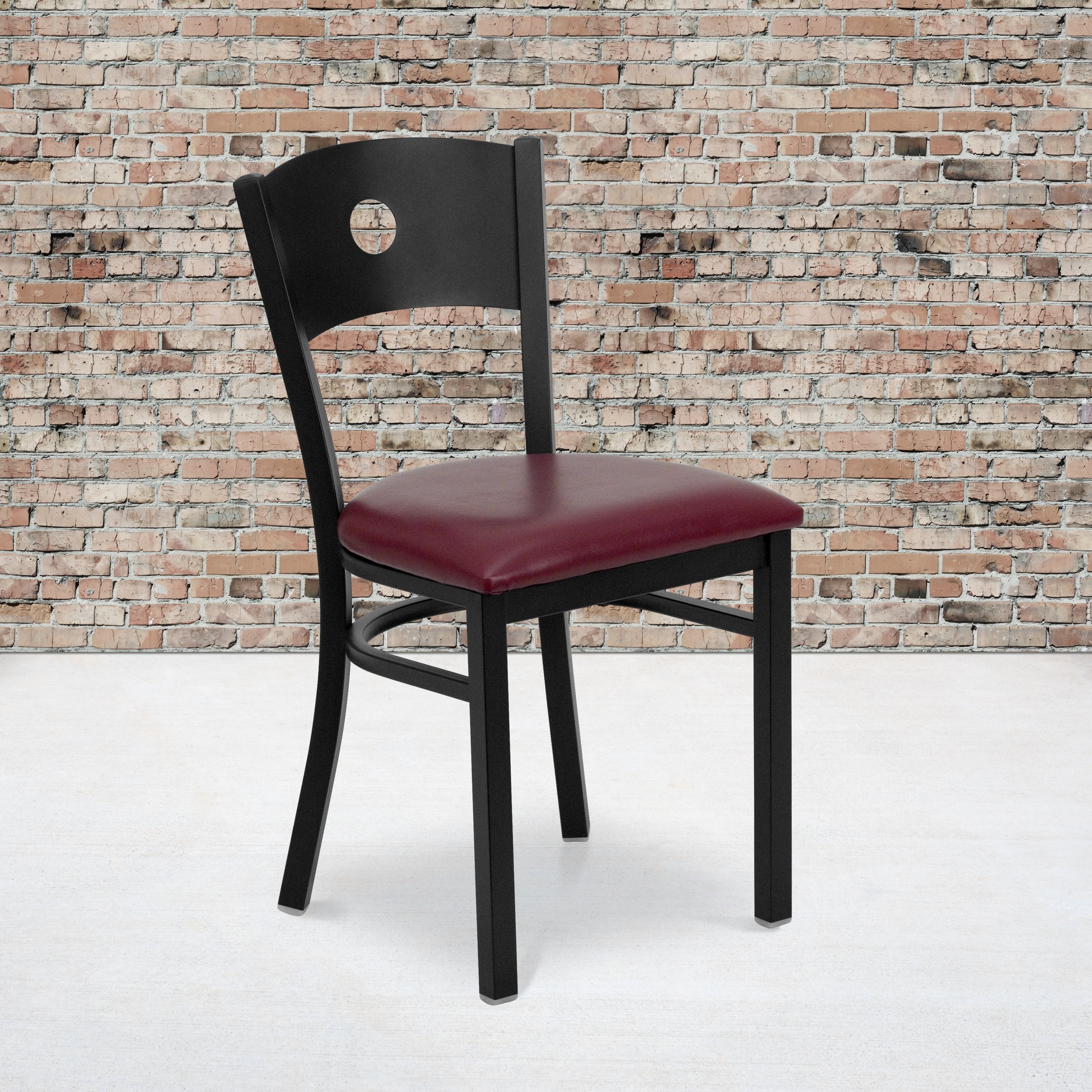 Black Circle Back Metal Restaurant Chair 17.25 W X 20.25 D X 32.5 H