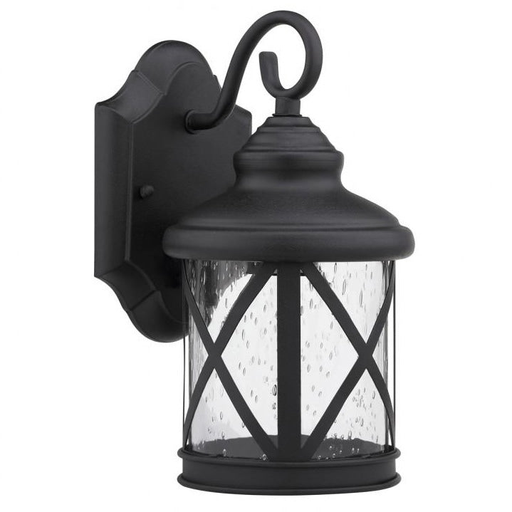 Black Clear Seeded Glass 1 Light Outdoor Wll Light