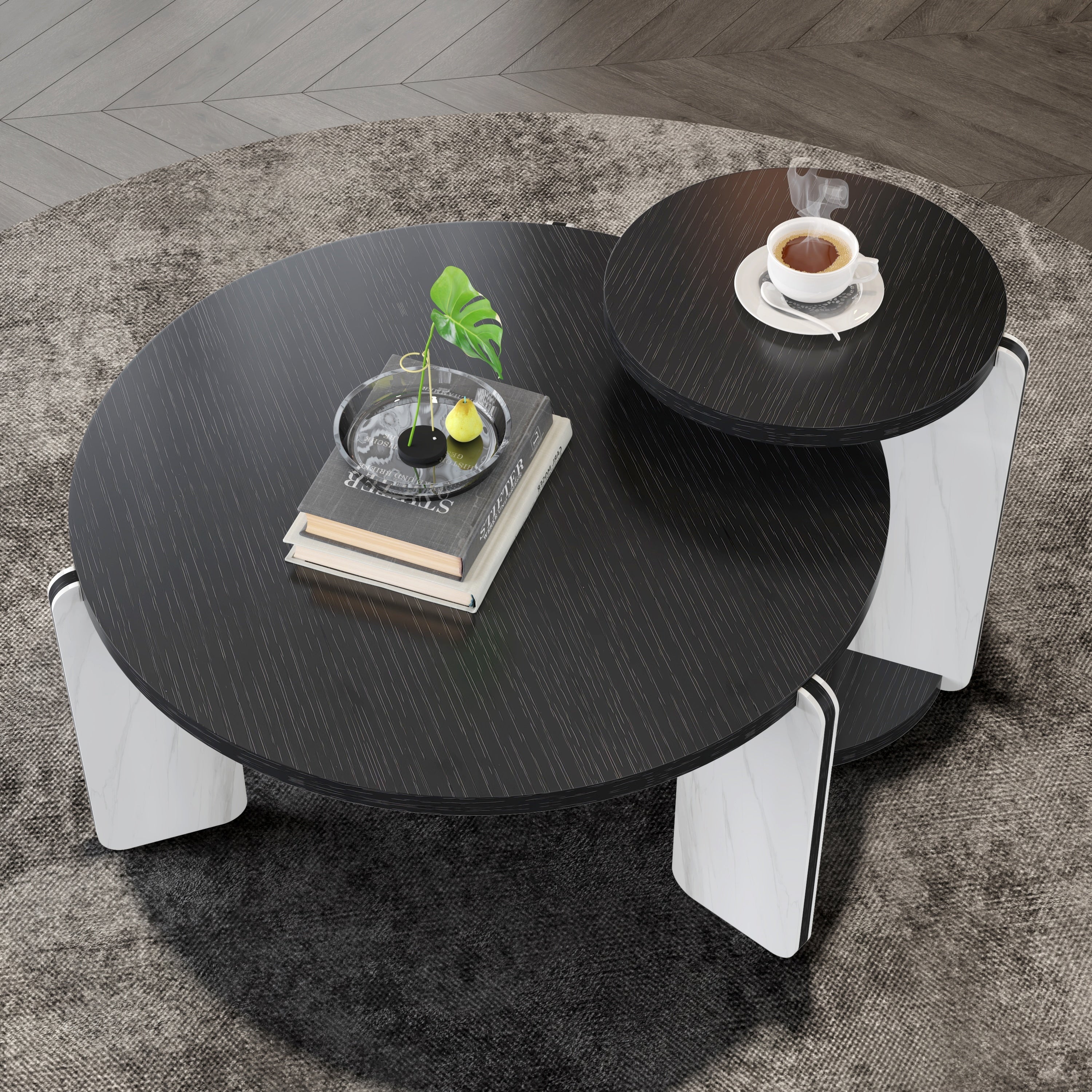 Black Coffee Table Set Of 2 Nesting Table For Bedroom End Table Center Table Accent Table Sofa Table