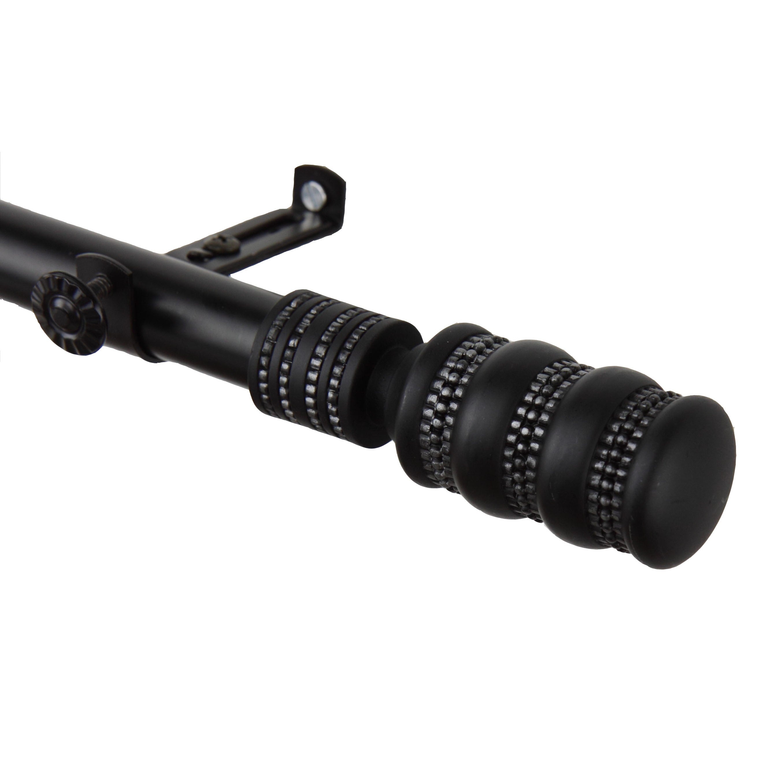Instyledesign Black Cork Adjustable Curtain Rod And Finial Set