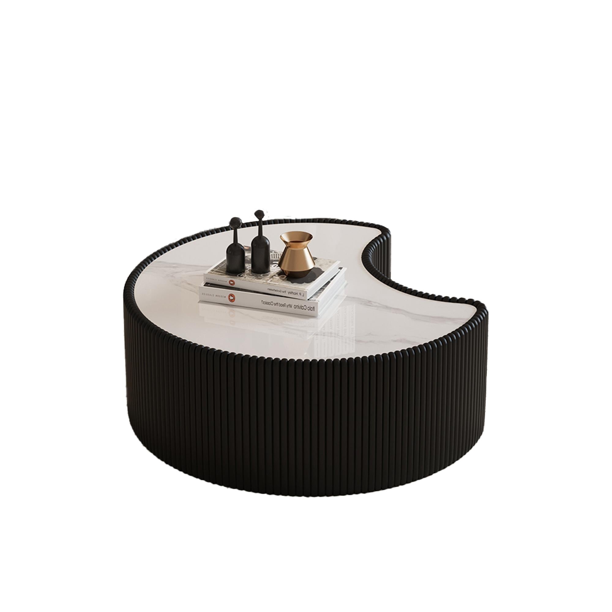 Black Curved Center Table Coffee Table Side Table For Living Room Bedroom Minimalist Sofa Table End Table