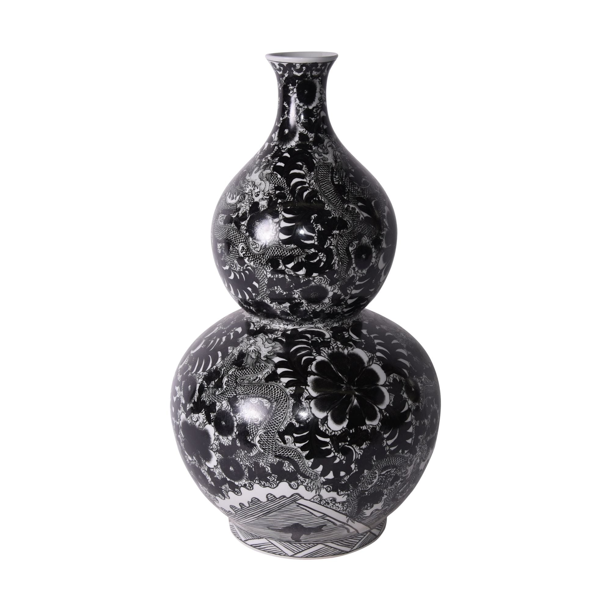 Black Dragon Gourd Vase