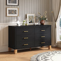 Black Dresser Storage Cabinet With Metal Handles Chest Of Drawers Side Cabinet Hallway Cabinet With 6 Drawers