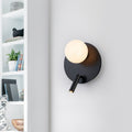 Black Dual Light Wall Sconce With Textured Moon Glass Globe Modern