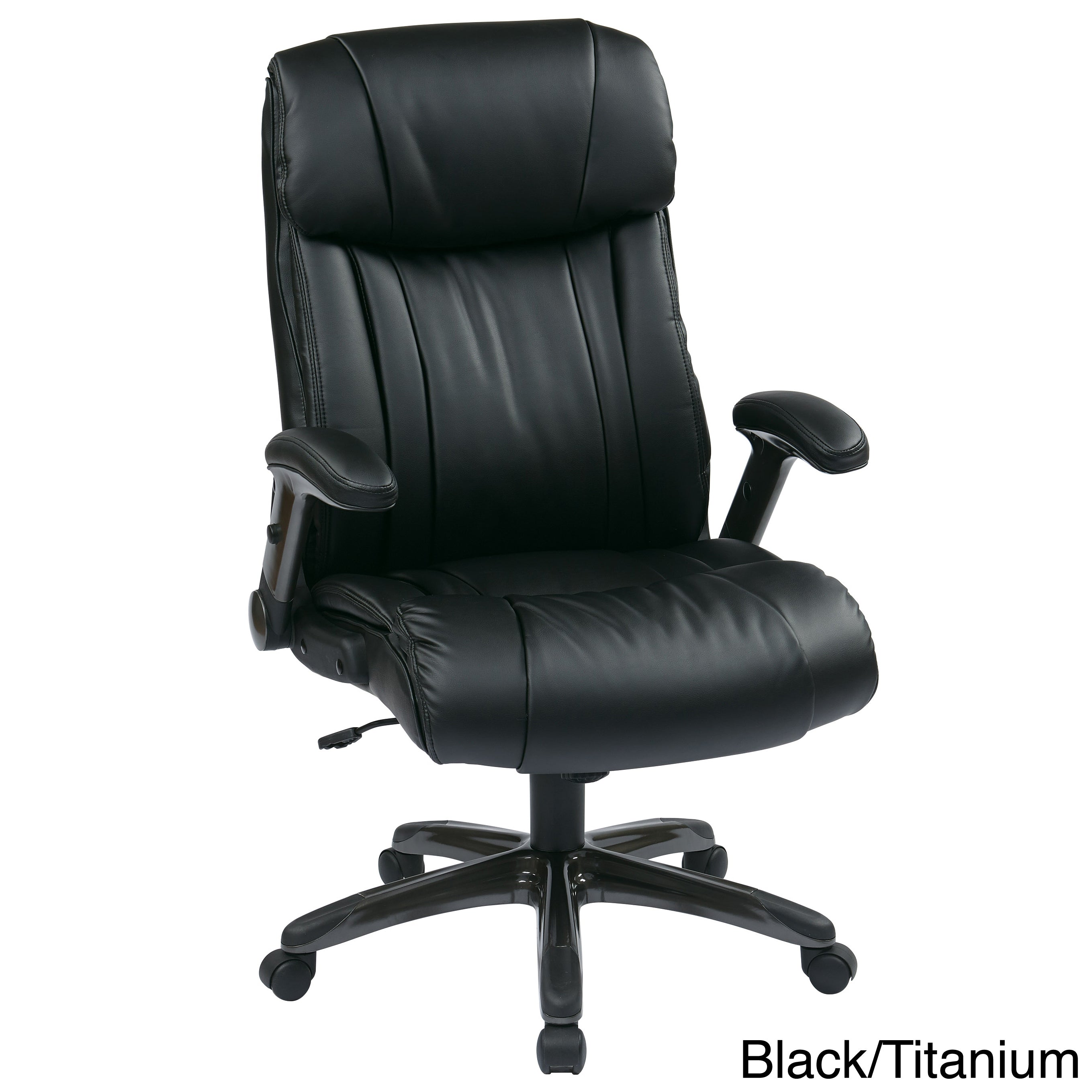 Office Star Work Smart Executive Bonded Leather Chair With Adjustable Padded Flip Arms