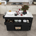 Black Extendable Kitchen Island With 4 Cabinets 2 Drawers Rolling Kitchen Cart With Spice Rack Pull Out Table