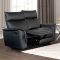 Black Faux Leather Welt Trim 1Pc Loveseat Recliner