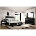 Black Finish Contemporary Bedroom Furniture Set With Hidden Jewelry Drawers