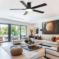 Black Flush Mount Ceiling Fan With Light And Remote Control