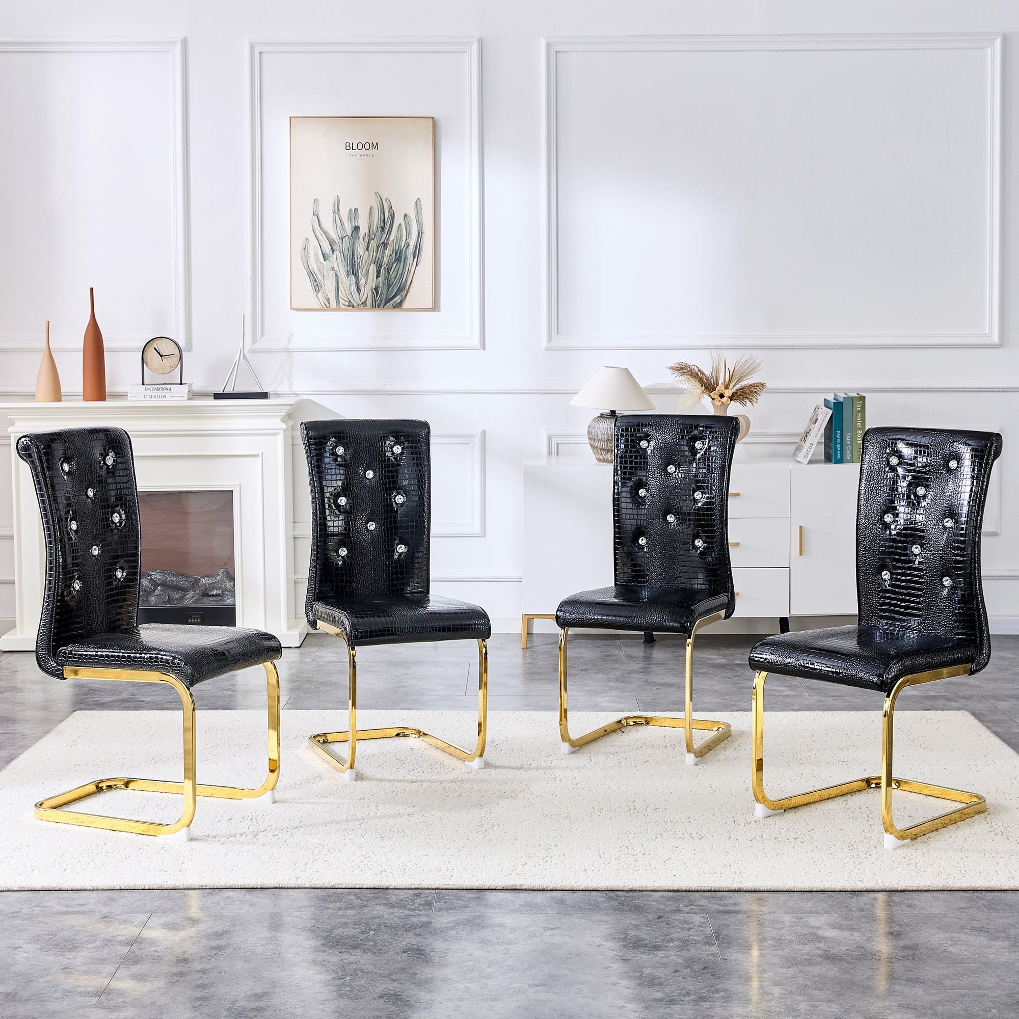 Black Gold Dining Chair Side Chair Kitchen Chair Leisure Chair Lounge Chair Office Chair Armless Chair