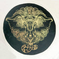 Black Gold Elephant Head Round Towel With Fringes