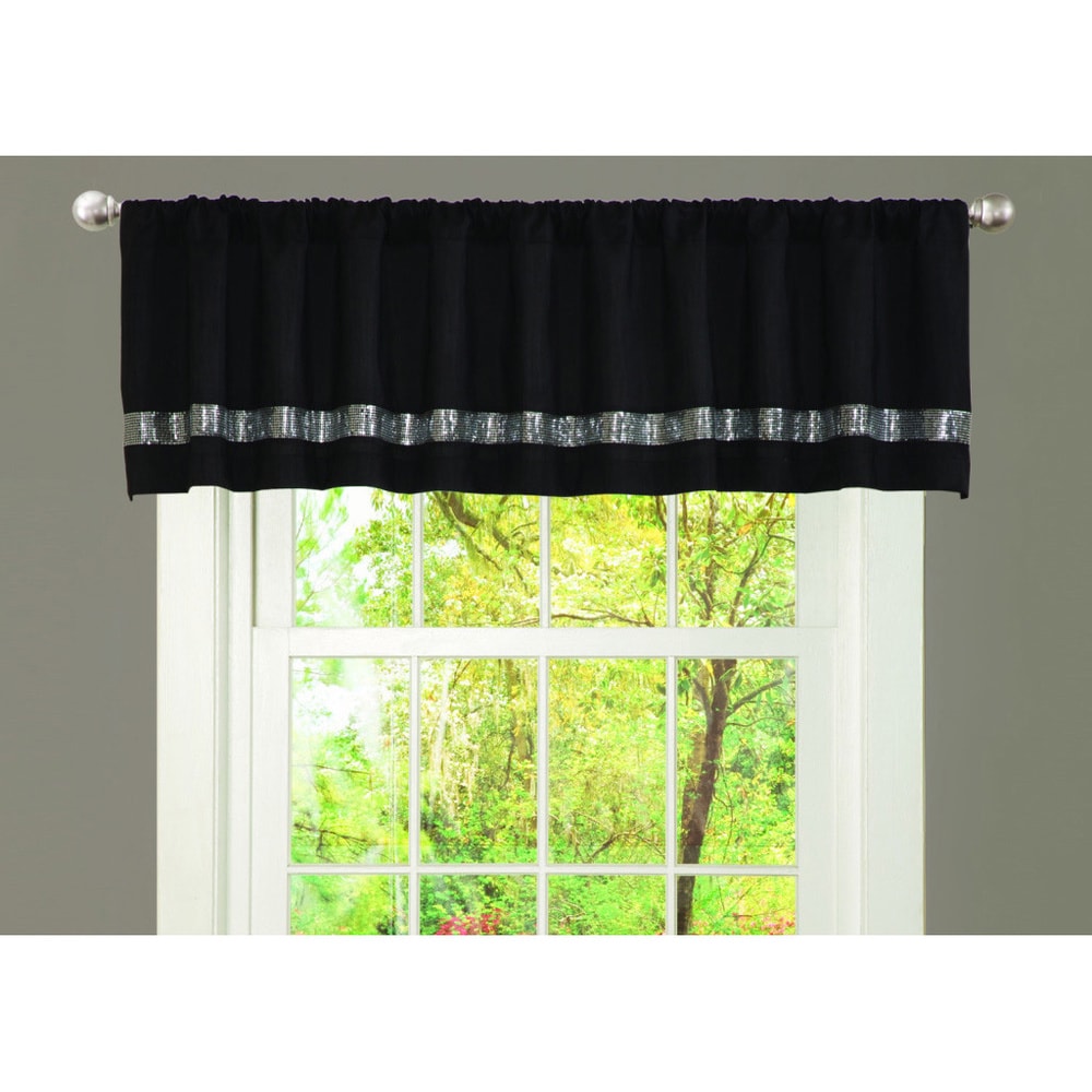 Silver Orchid Viby Faux Silk Night Sky Window Valance