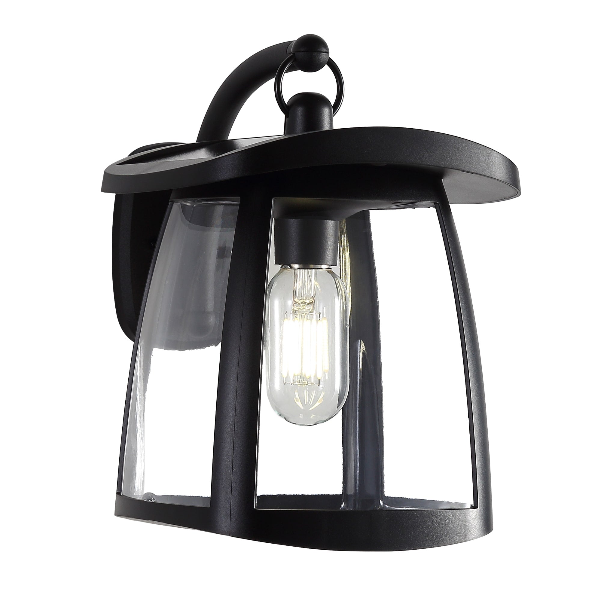 Black Ip54 Waterproof Solar Wall Lanterns 4 Lighting Modes With Button Control Outdoor Hanging Lights With 2 Solar Panels