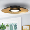 Black Iron Led Flush Mount Ceiling Light With Gold Foil Interior Dia.22.83 In