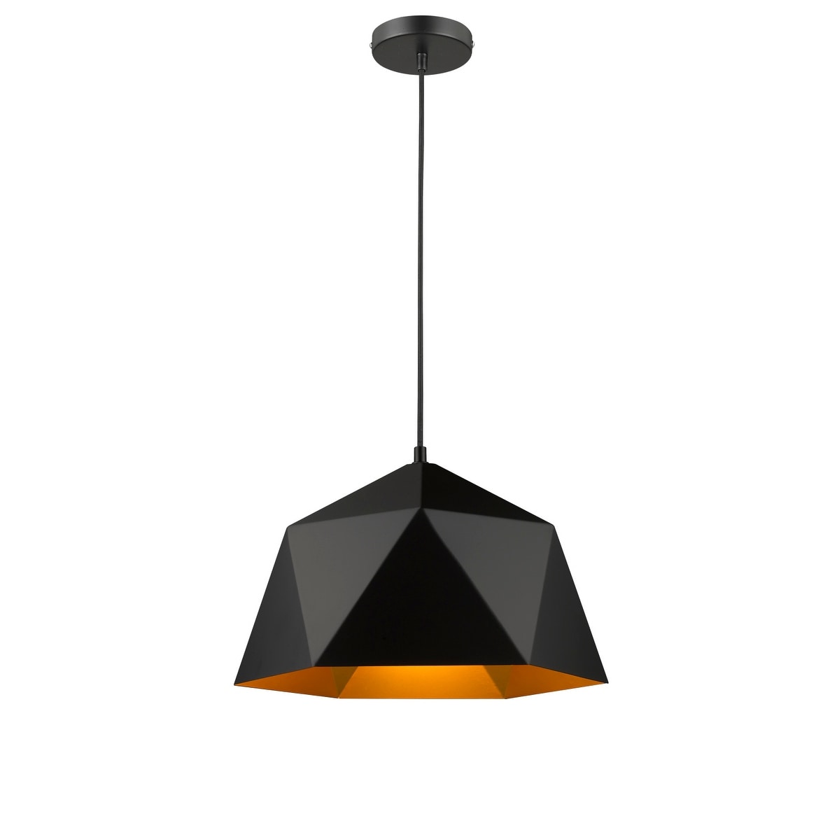 Black Iron Mini Pendant Light With Gold Interior