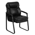 Black Leather Executive Side Chair With Sled Base
