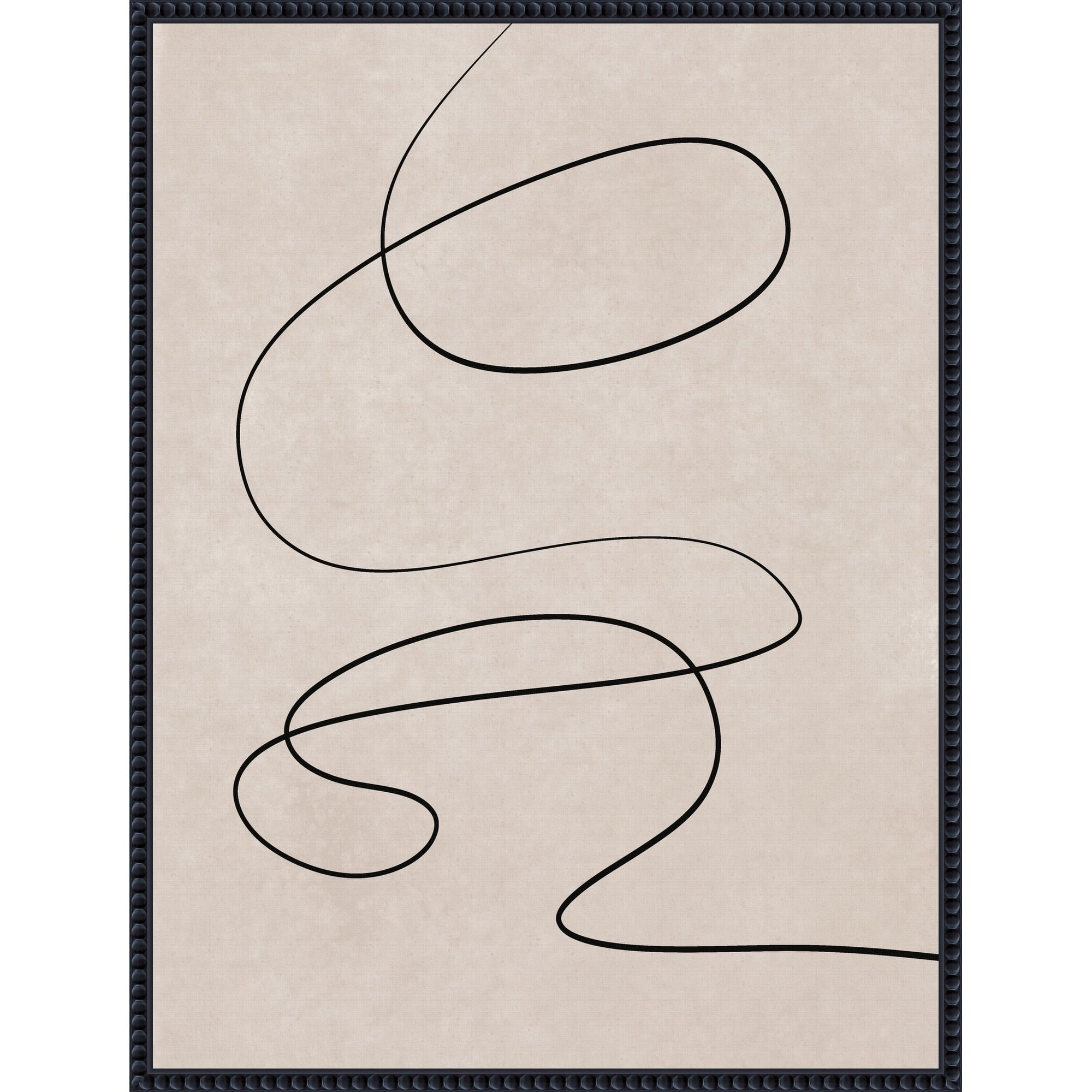 Black Line And Textured Beige Background By Little Dean Framed Canvas Wall Art Print