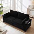 Black Loveseat Sofa Couch Floor Sofa Bed Lounge Sleeper Bed Accent Couch Settee With Cup Holders And Pockets