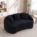 Black Loveseat Sofa Couch Sleeper Sofa Couch With 3 Pillows Luxurious Upholstered 2 Seater Sofa Couch
