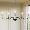 Black Metal 5 Light Adjustable Height Chandelier Modern Industrial For Dining Room