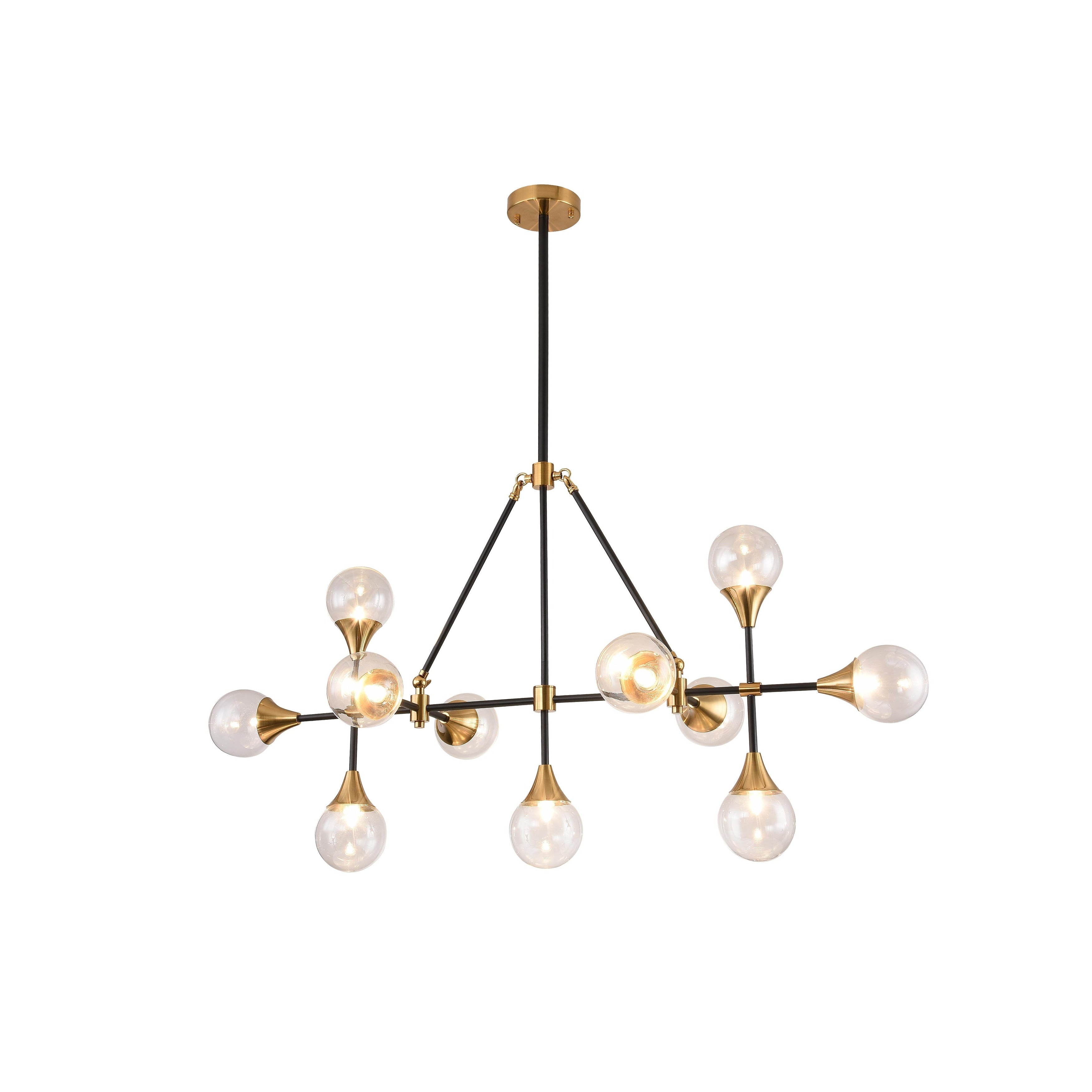 Black Metal Ceiling Fixture With Clear Glass Shades