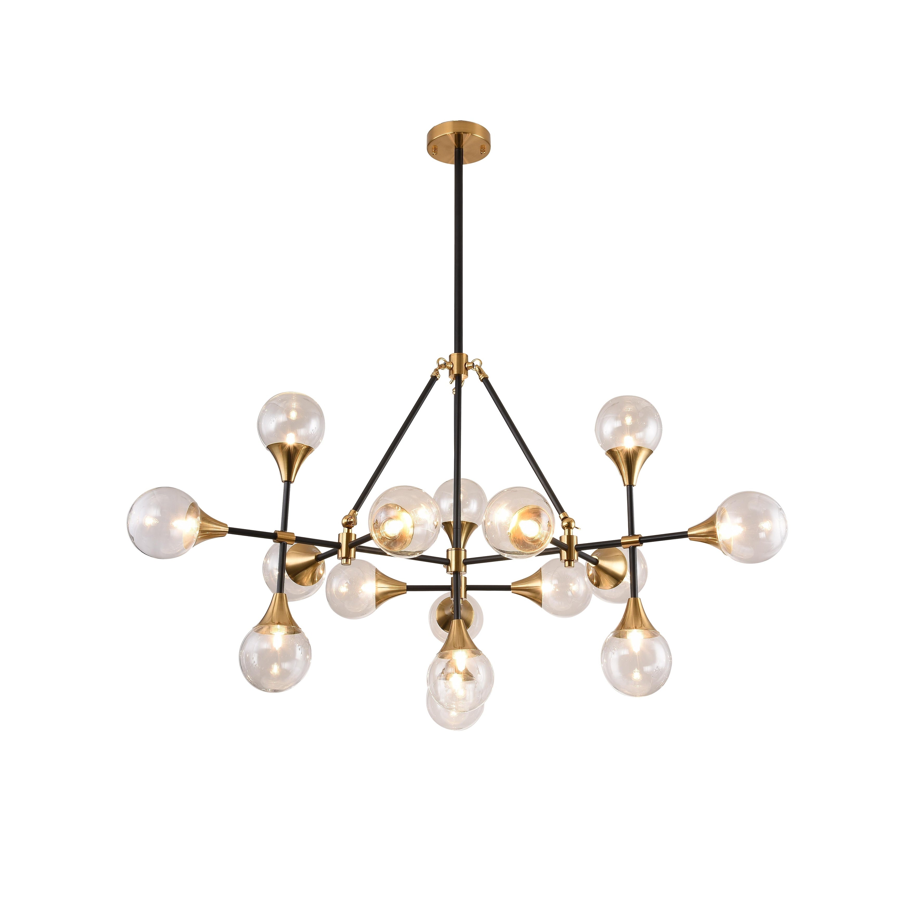 Black Metal Ceiling Fixture With Clear Glass Shades