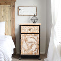 Metal And Carved Wood 1 Door Accent Table