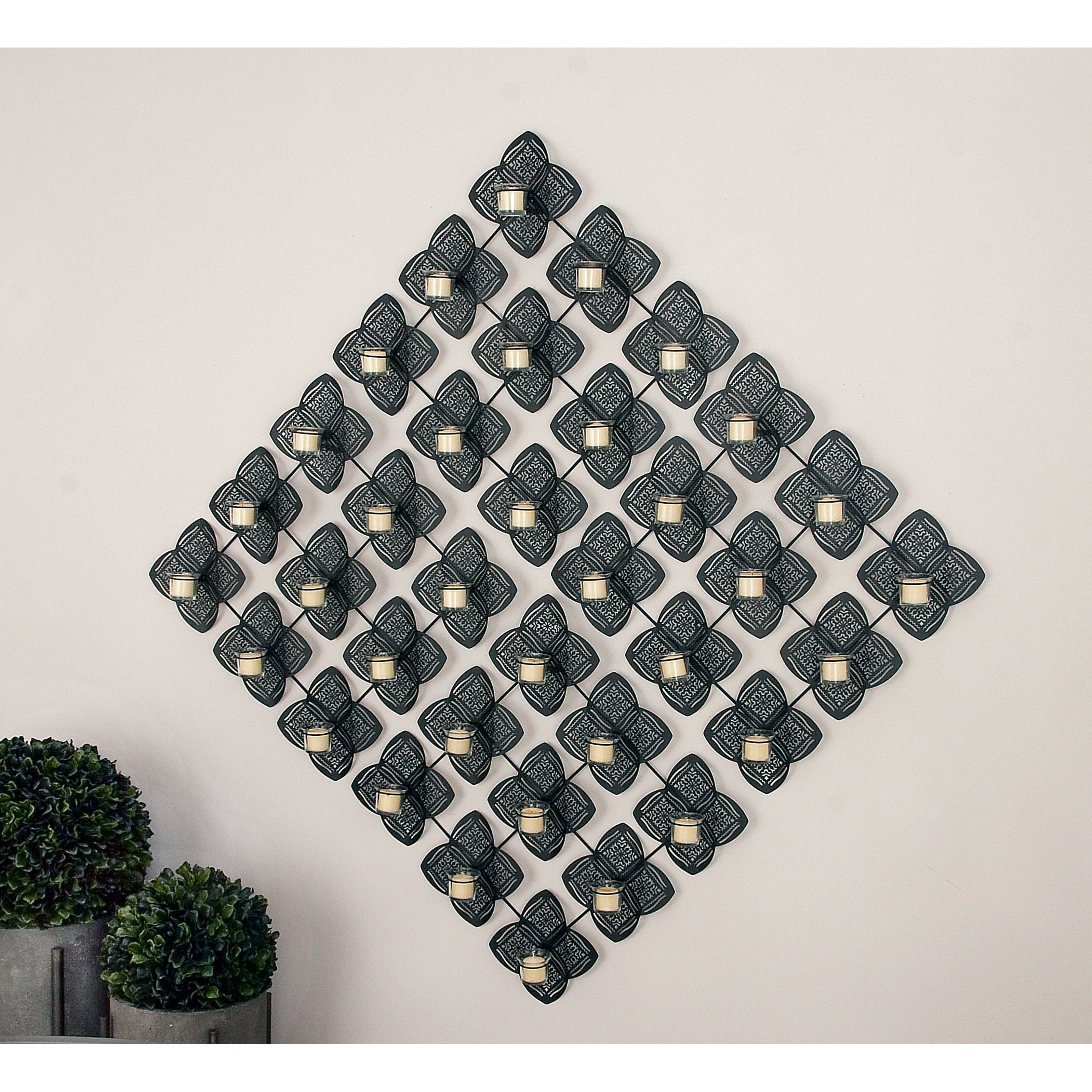 Black Metal Natural Wall Decor Set Of 4 29 X 29 X 4