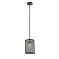 Black Metal Single Pendant Lighting With Clear Crystal Accents