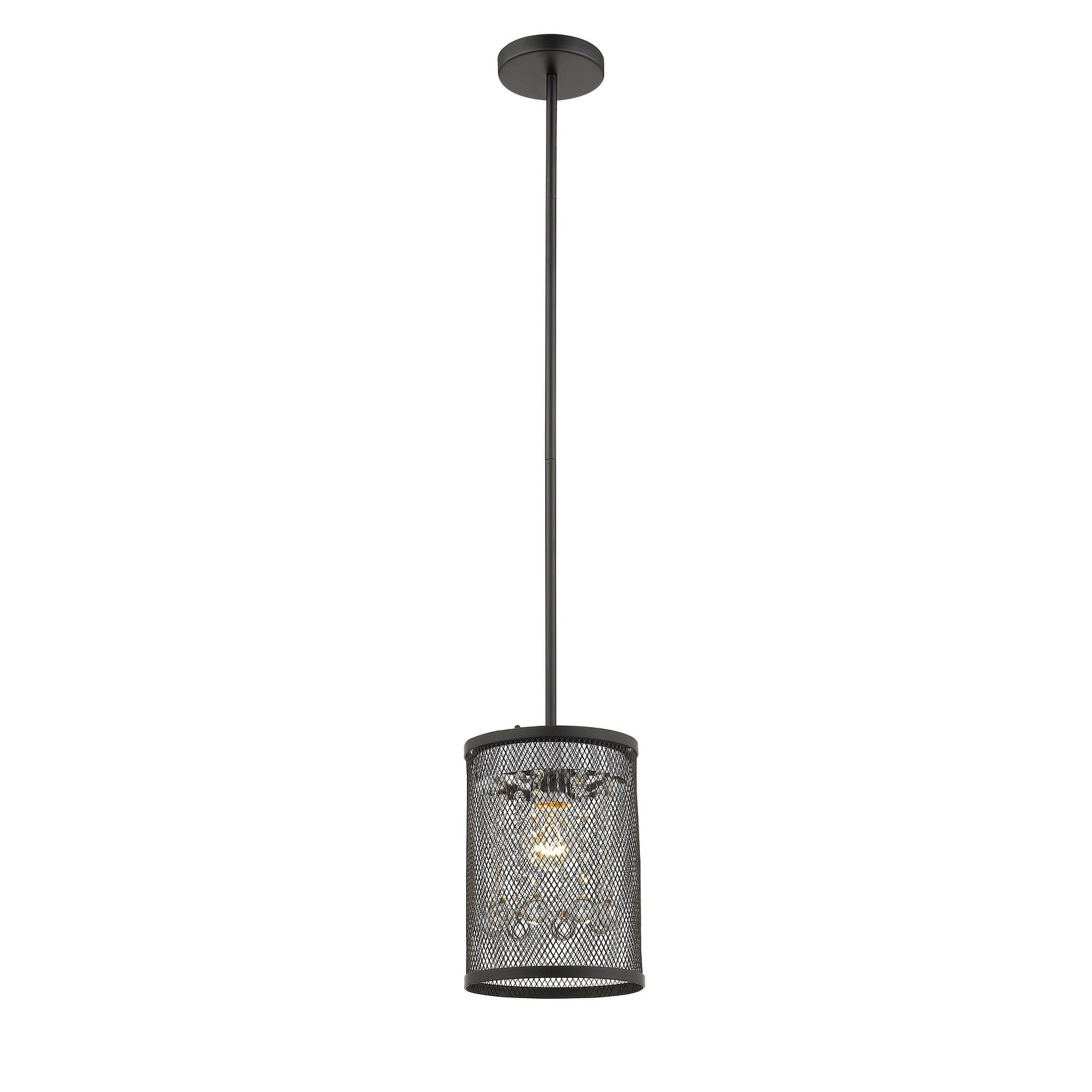 Black Metal Single Pendant Lighting With Clear Crystal Accents