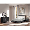 Black Mid Century Modern Bedroom Collection With Led Headboard