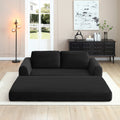 Black Minimalist Sofa Bed Sleeper Sofa Couch With 2 Pillows 3 Seater Sofa Couch With Armrests For Living Room