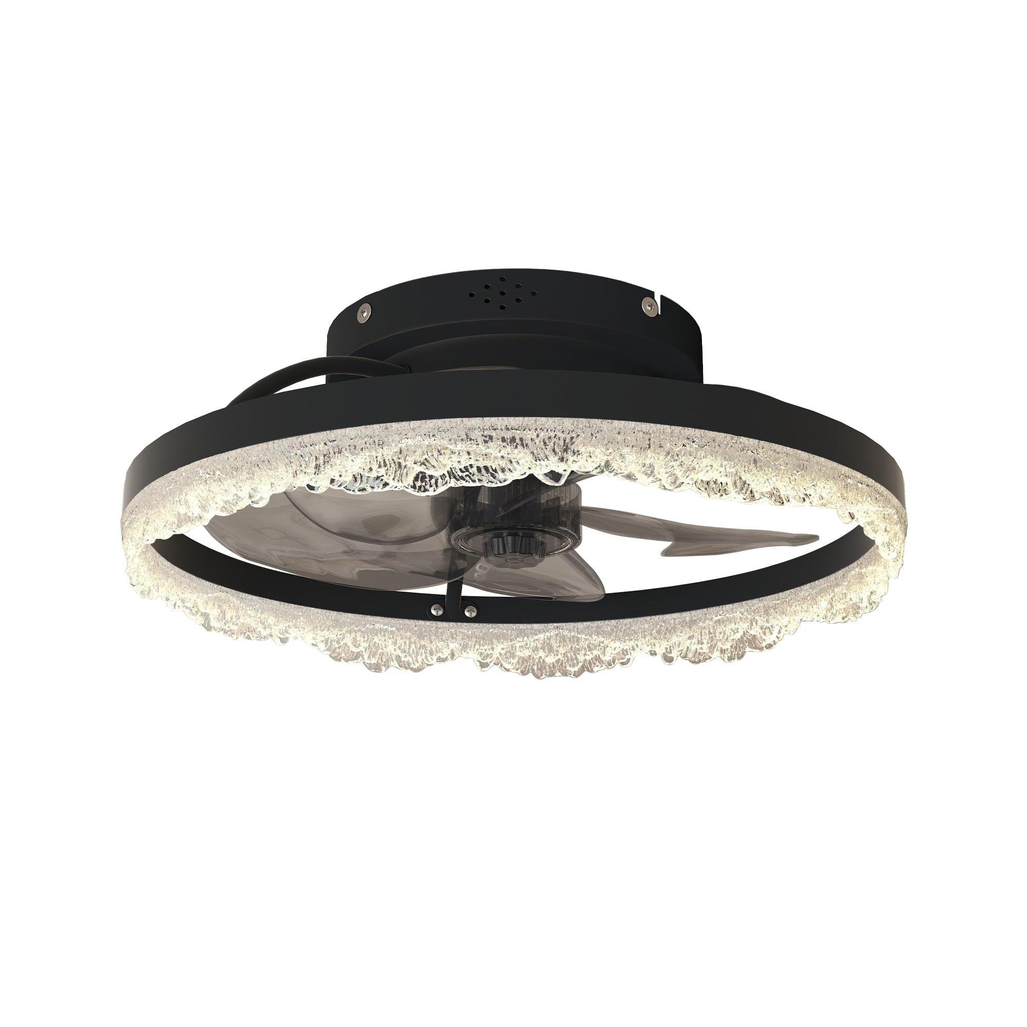 Black Modern Flush Mount Ceiling Fan With Dimmable Light