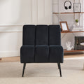 Black Modern Upholstered Armless Chair With Metal Legs Velvet Accent Chair Side Chair Reading Chair Reception Chair
