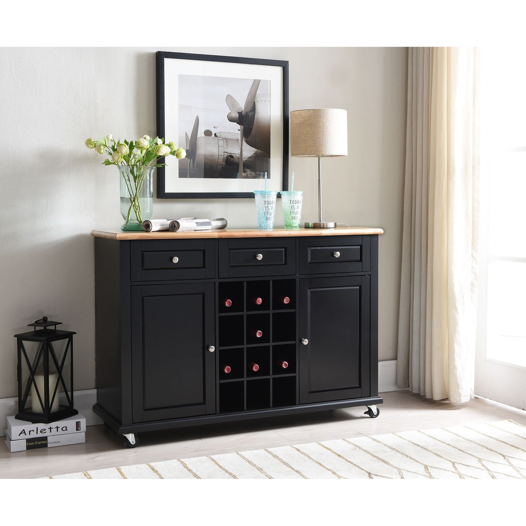 Black Natural Wine Rack