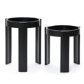 Black Nesting Side Tables Set Of 2 Round Mdf End Tables For Living Room