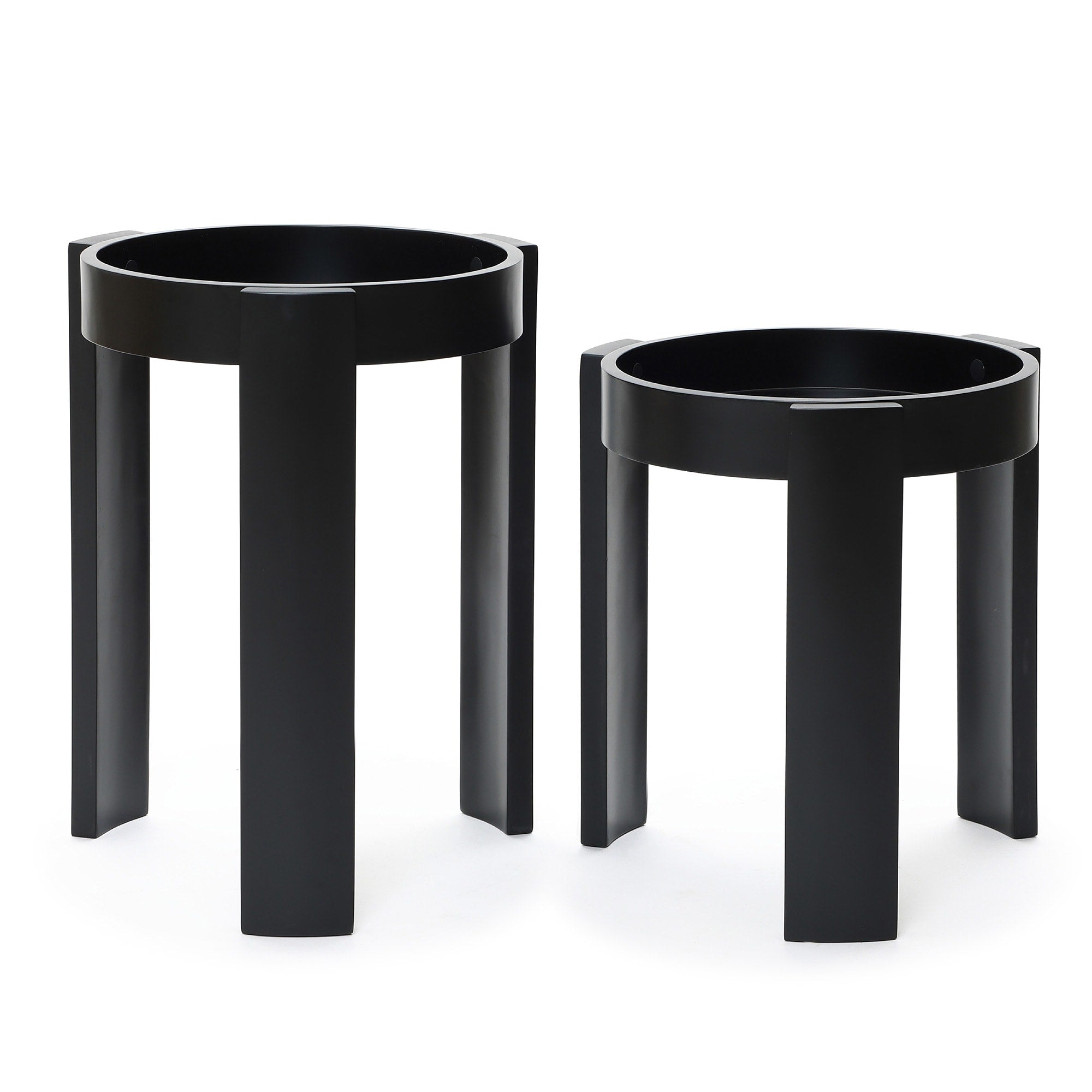 Black Nesting Side Tables Set Of 2 Round Mdf End Tables For Living Room