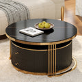 Black Nesting Table Coffee Table Center Table With 2 Drawers Minimalist Accent Table End Table Round Side Table
